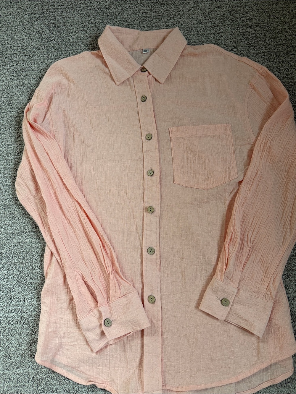 Men's Light Pink Casual Button-Down Shirt with Chest Pocket